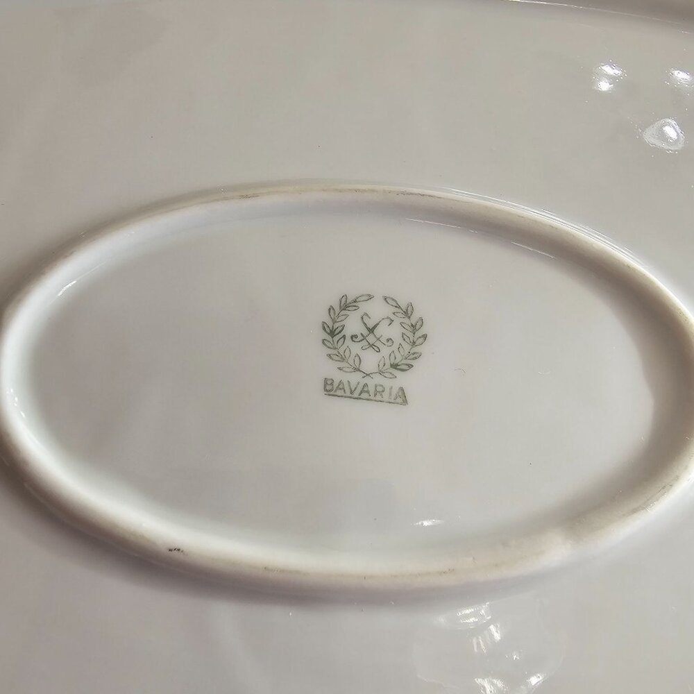 Bavaria Regency Oval Platter 14" scallop edge gold trim Germany vtg Winterling S - Picture 9 of 9